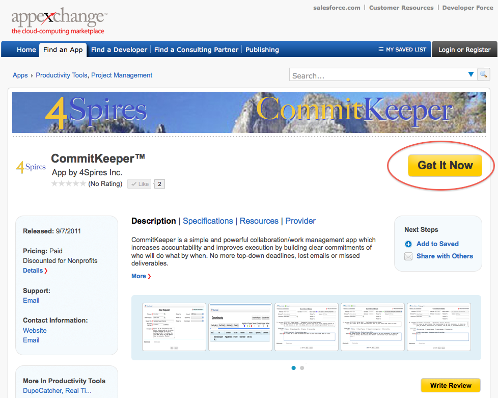 CommitKeeper in AppExchange